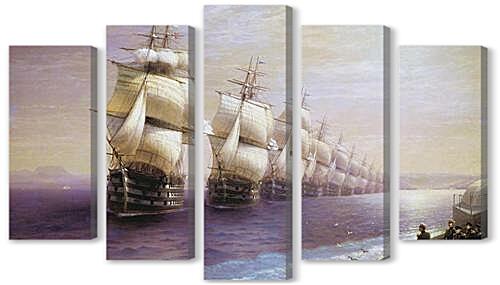 Модульная картина - Парад Черноморского флота в 1849 г.	
