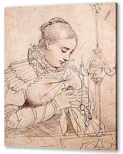 Постер (плакат) - Portrait of Madame Jean Auguste Dominique Ingres, born Madeleine Chapelle, at Table
