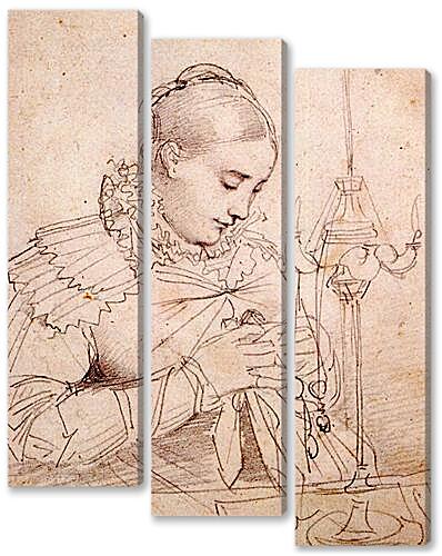 Модульная картина - Portrait of Madame Jean Auguste Dominique Ingres, born Madeleine Chapelle, at Table

