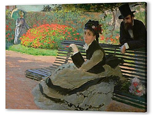 Картина маслом - Camille Monet on a Garden Bench