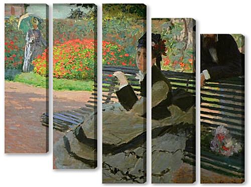Модульная картина - Camille Monet on a Garden Bench
