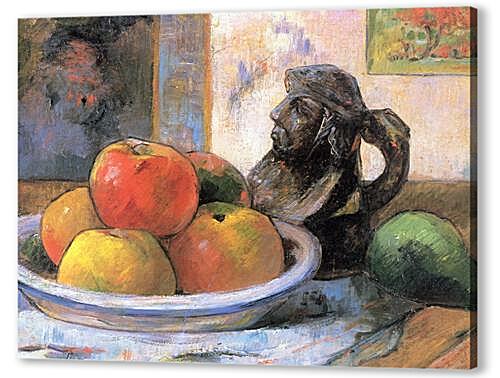 Постер (плакат) - Still Life with Apples, a Pear, and a Ceramic Portrait Jug