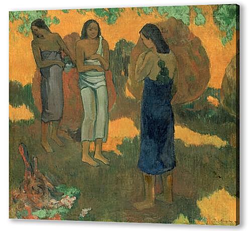 Постер (плакат) - Three Tahitian Women Against a Yellow Background	

