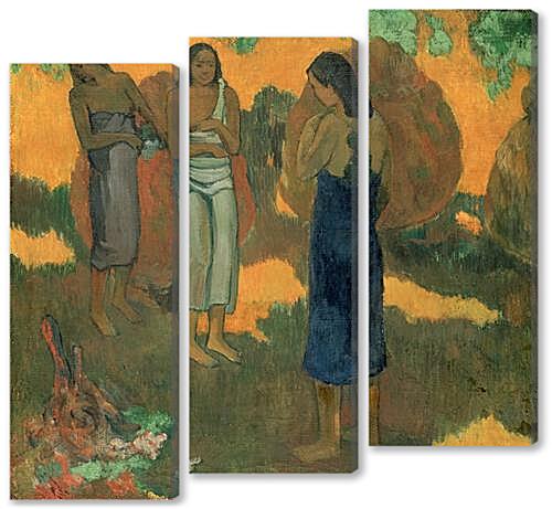Модульная картина - Three Tahitian Women Against a Yellow Background	
