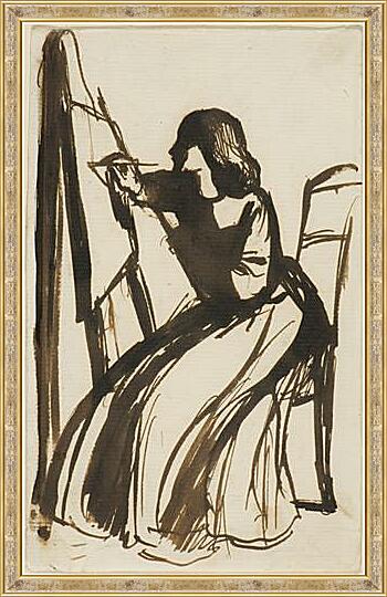 Картина - Elizabeth Siddal Seated at an Easel
