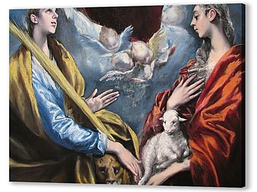 Постер (плакат) - Madonna and Child With Saint Martina and Saint Agnes	
