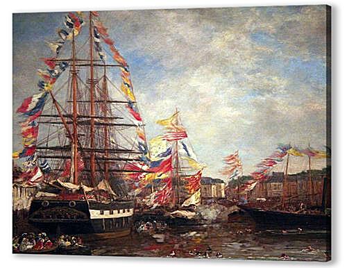 Картина маслом - Festival in the Harbor of Honfleur
