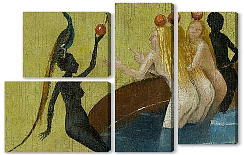 Модульная картина - The Garden of Earthly Delights, center panel (Detail women with peacock)