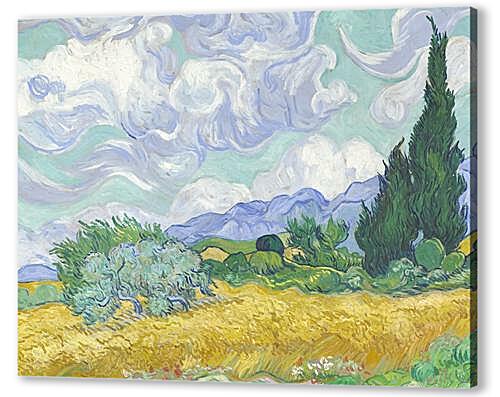 A Wheatfield with Cypresses
