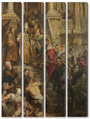 Модульная картина - Saint Bavo is received by Saints Amand and Floribert	
