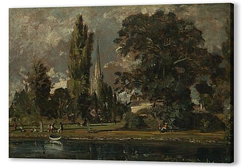 Картина маслом - Salisbury Cathedral and Leadenhall from the River Avon
