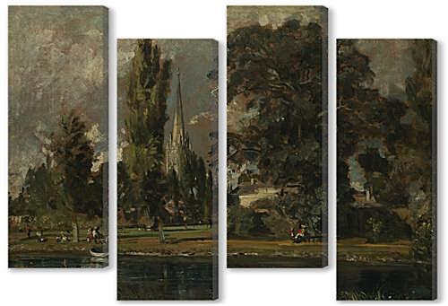 Модульная картина - Salisbury Cathedral and Leadenhall from the River Avon
