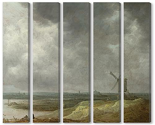 Модульная картина - A Windmill by a River
