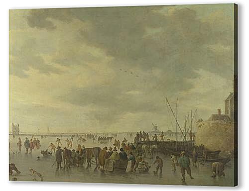 Картина маслом - A Scene on the Ice near Dordrecht
