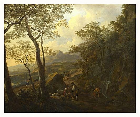 Картина - A Rocky Italian Landscape with Herdsmen and Muleteers
