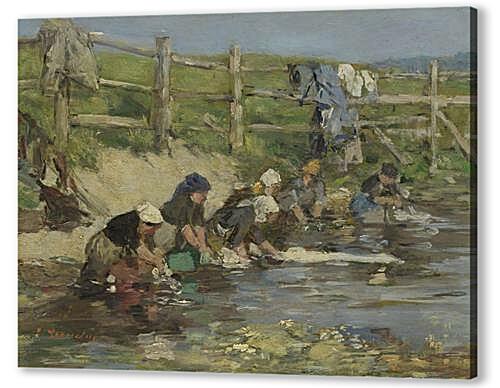 Картина маслом - Laundresses by a Stream
