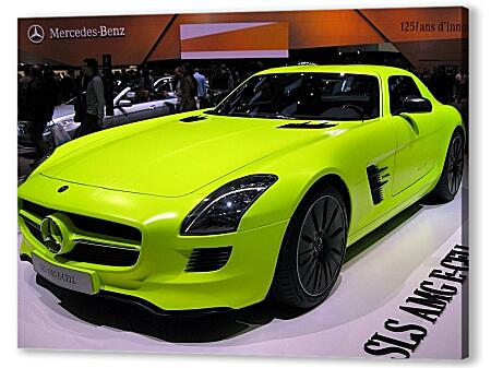 Картина маслом - Зеленый Mercedes SLS AMG (Мерседес чайка)