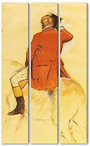 Модульная картина - Cavalier en Habit rouge  Pinceau et lavis sepia	
