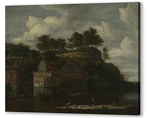 Three Watermills with Washerwomen
