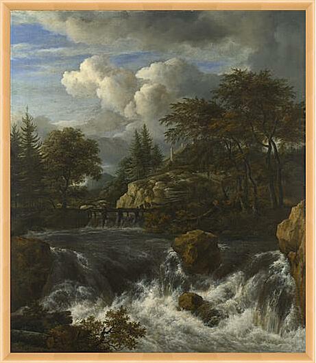 Картина - A Waterfall in a Rocky Landscape
