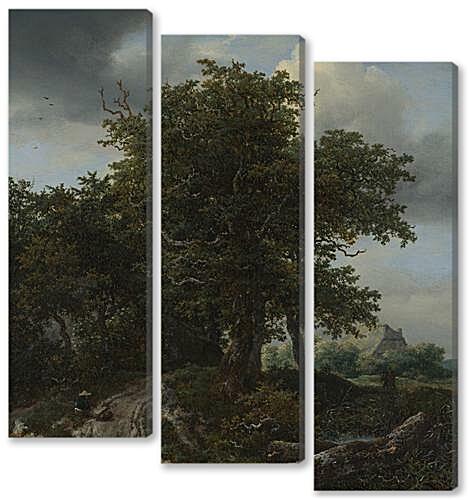 Модульная картина - A Road winding between Trees towards a Distant Cottage

