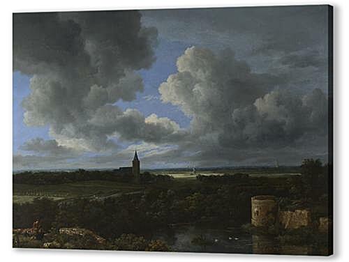 A Landscape with a Ruined Castle and a Church
