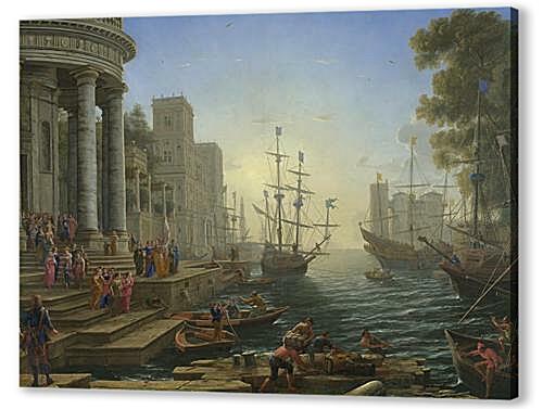 Картина маслом - Seaport with the Embarkation of Saint Ursula
