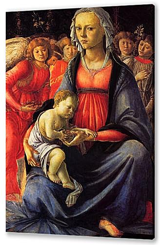 Картина маслом - The Virgin with the child and five angels	
