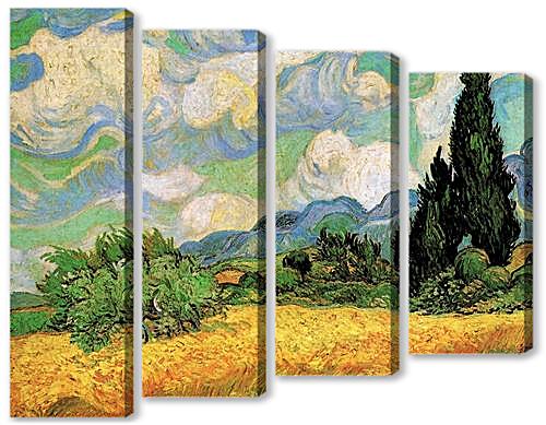 Модульная картина - Wheat Field with Cypresses at the Haute Galline Near Eygalieres
