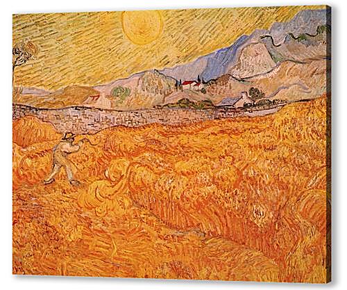 Постер (плакат) - Wheat Fields with Reaper at Sunrise
