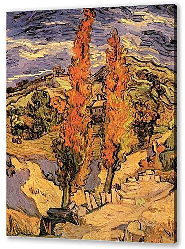 Постер (плакат) - Two Poplars on a Road Through the Hills
