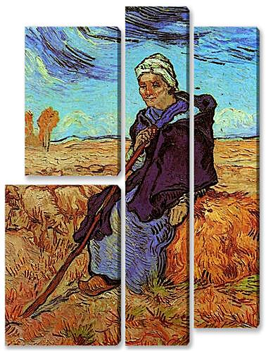 Модульная картина - Shepherdess, The after Millet
