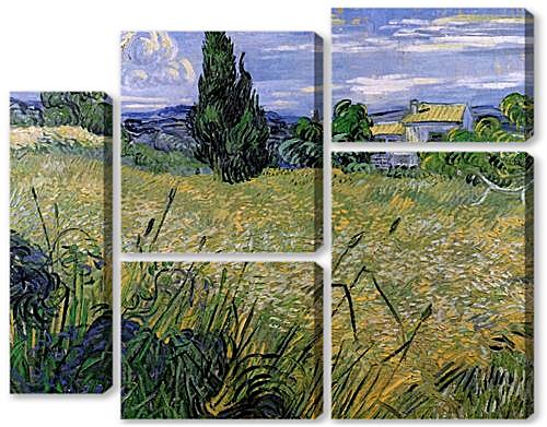 Модульная картина - Green Wheat Field with Cypress
