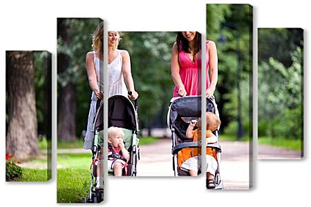 Модульная картина - Мамы с колясками