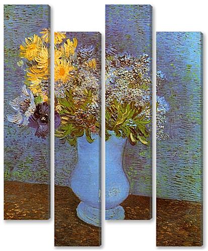 Модульная картина - Vase with Lilacs, Daisies and Anemones
