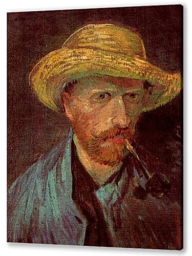 Self-Portrait with Straw Hat and Pipe
