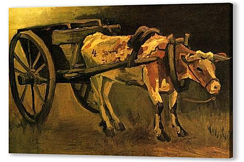 Картина маслом - Cart with Red and White Ox
