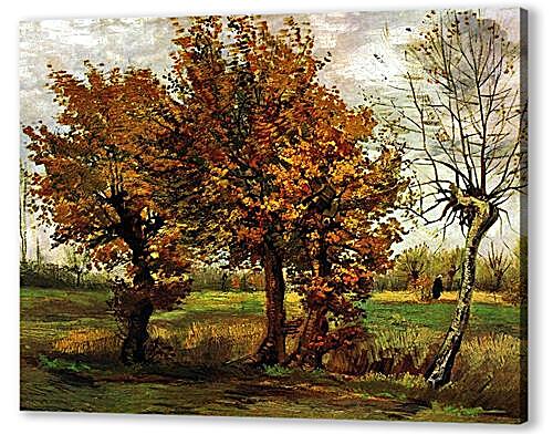 Постер (плакат) - Autumn Landscape with Four Trees

