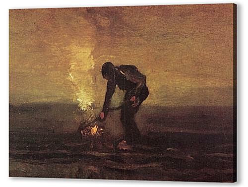 Картина маслом - Peasant Burning Weeds
