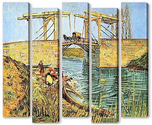 Модульная картина - The Langlois Bridge at Arles with Women Washing

