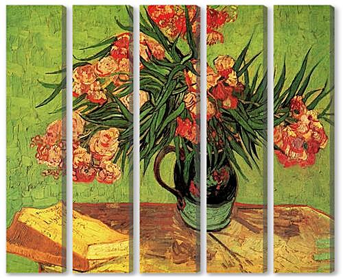 Модульная картина - Still Life Vase with Oleanders and Books
