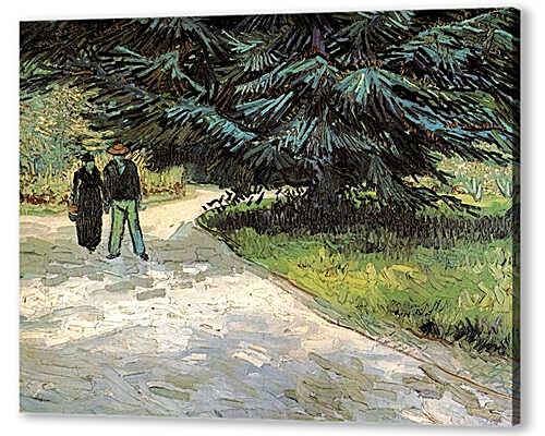 Картина маслом - Public Garden with Couple and Blue Fir Tree The Poet s Garden III
