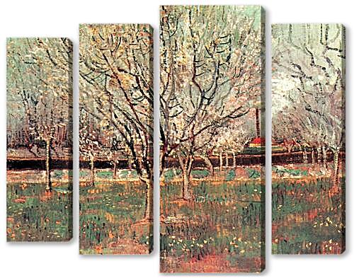 Модульная картина - Orchard in Blossom Plum Trees
