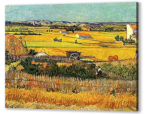 Постер (плакат) - Harvest at La Crau, with Montmajour in the Background
