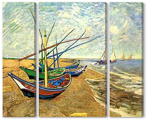 Модульная картина - Fishing Boats on the Beach at Saintes-Maries
