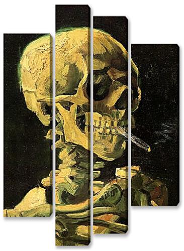 Модульная картина - Skull with Burning Cigarette
