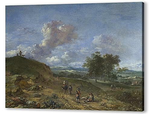 Постер (плакат) - A Landscape with a High Dune and Peasants on a Road

