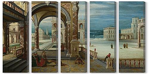 Модульная картина - The Courtyard of a Renaissance Palace
