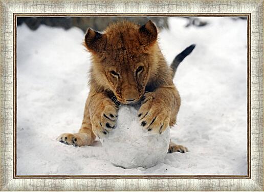 Картина - Львенок со снежком