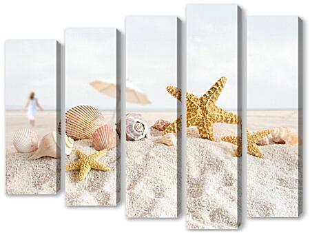Модульная картина - Пляж и морские звезды